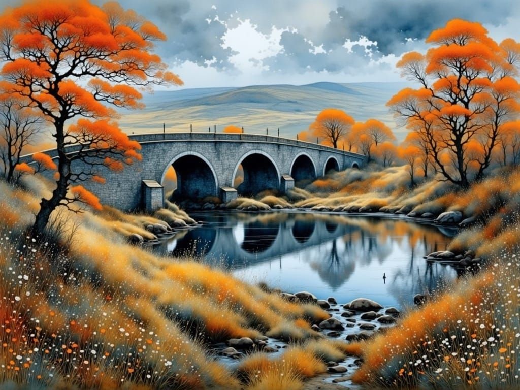 Scottish Autumn Landscape Shines in Evening Light