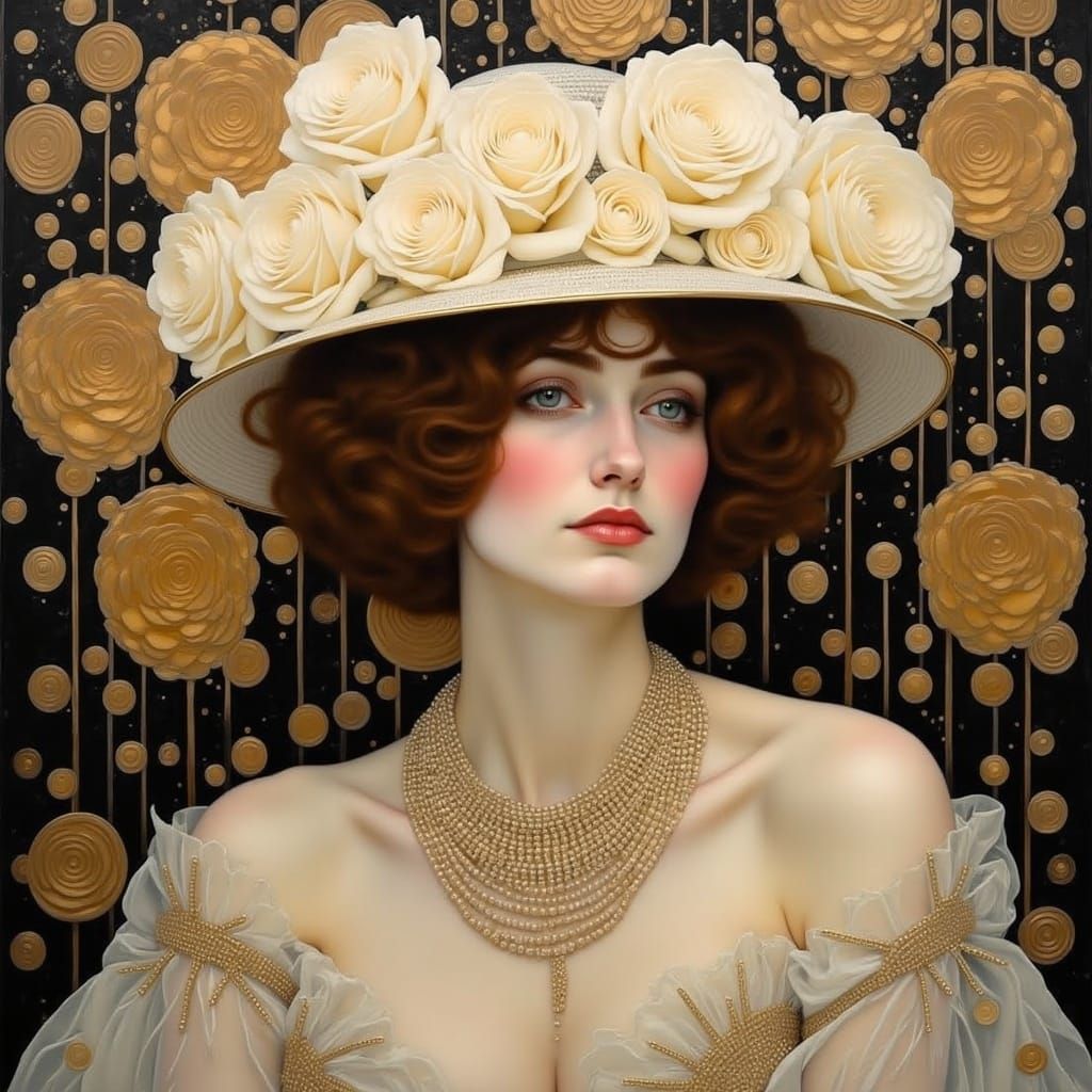 Gatsby Lady with Roses: A Portrait of Elegance