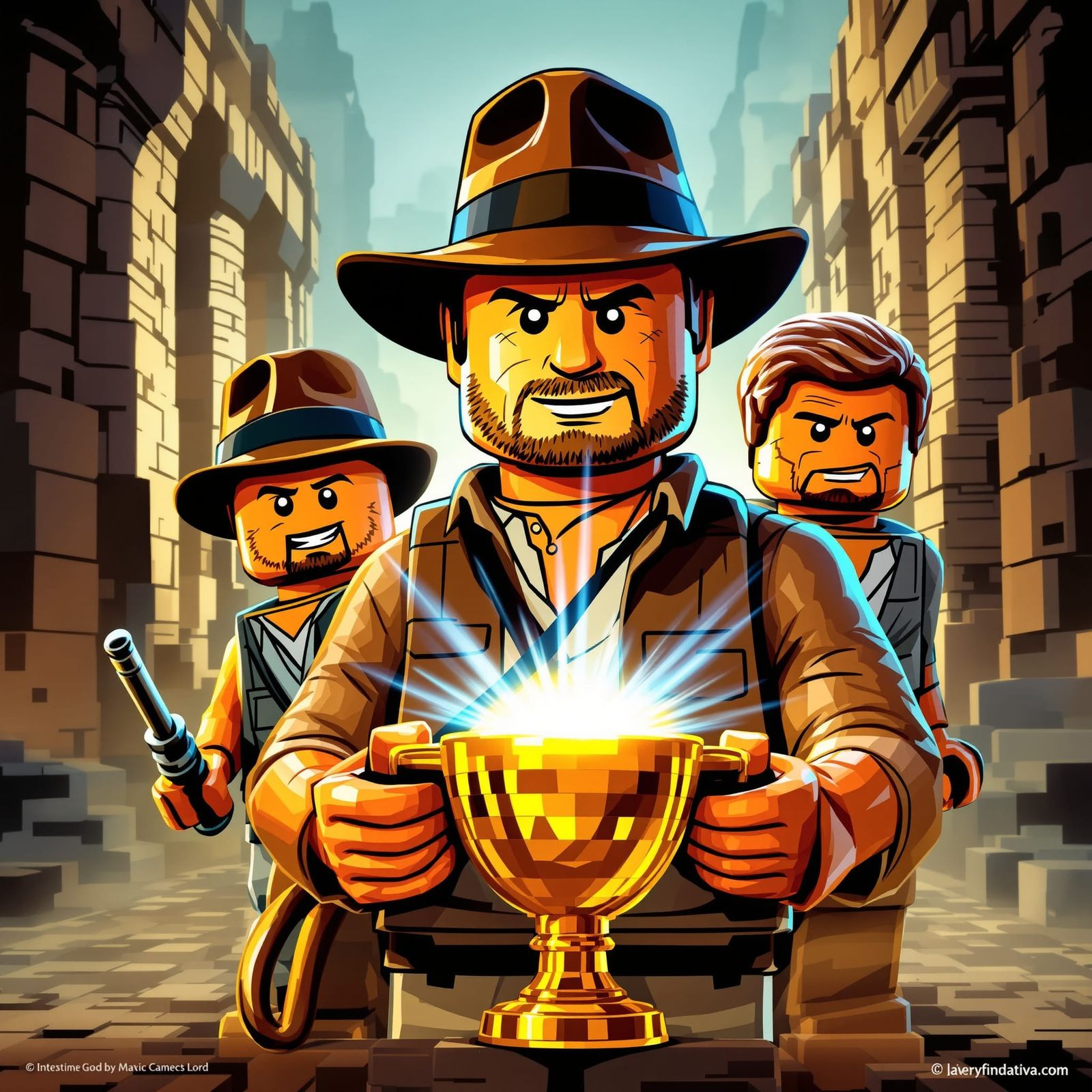 Indiana Jones Lego Movie Poster with Grail