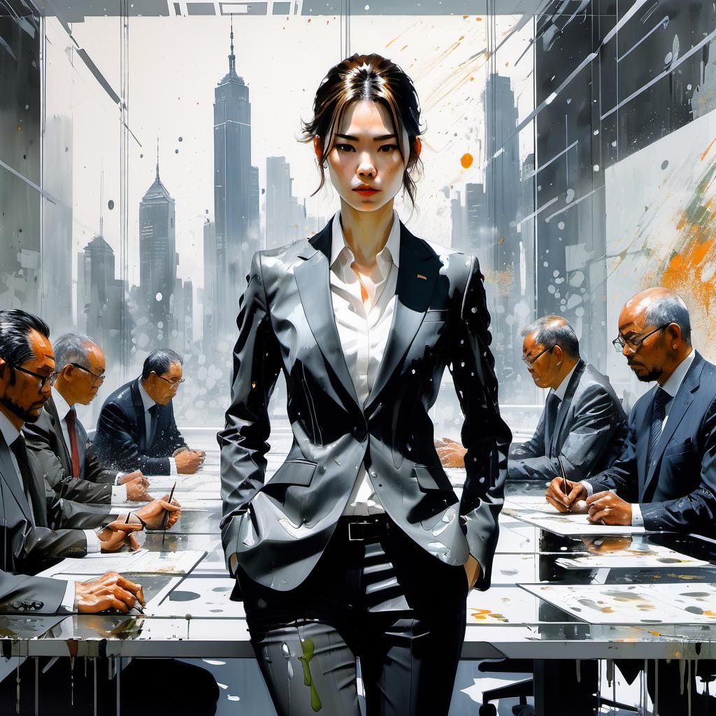 Powerful Woman Executive in Digital Painting