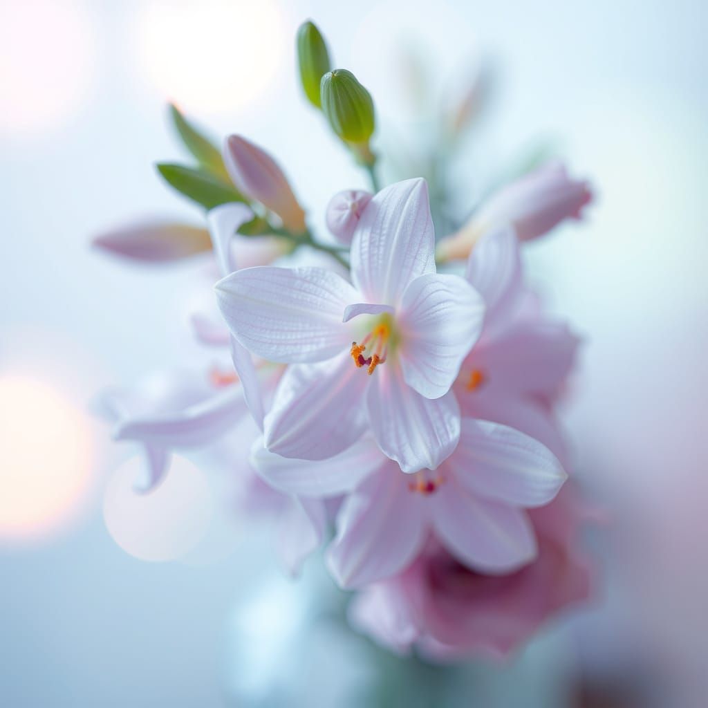 Ethereal Frosted Glass Bouquet in Holographic Light