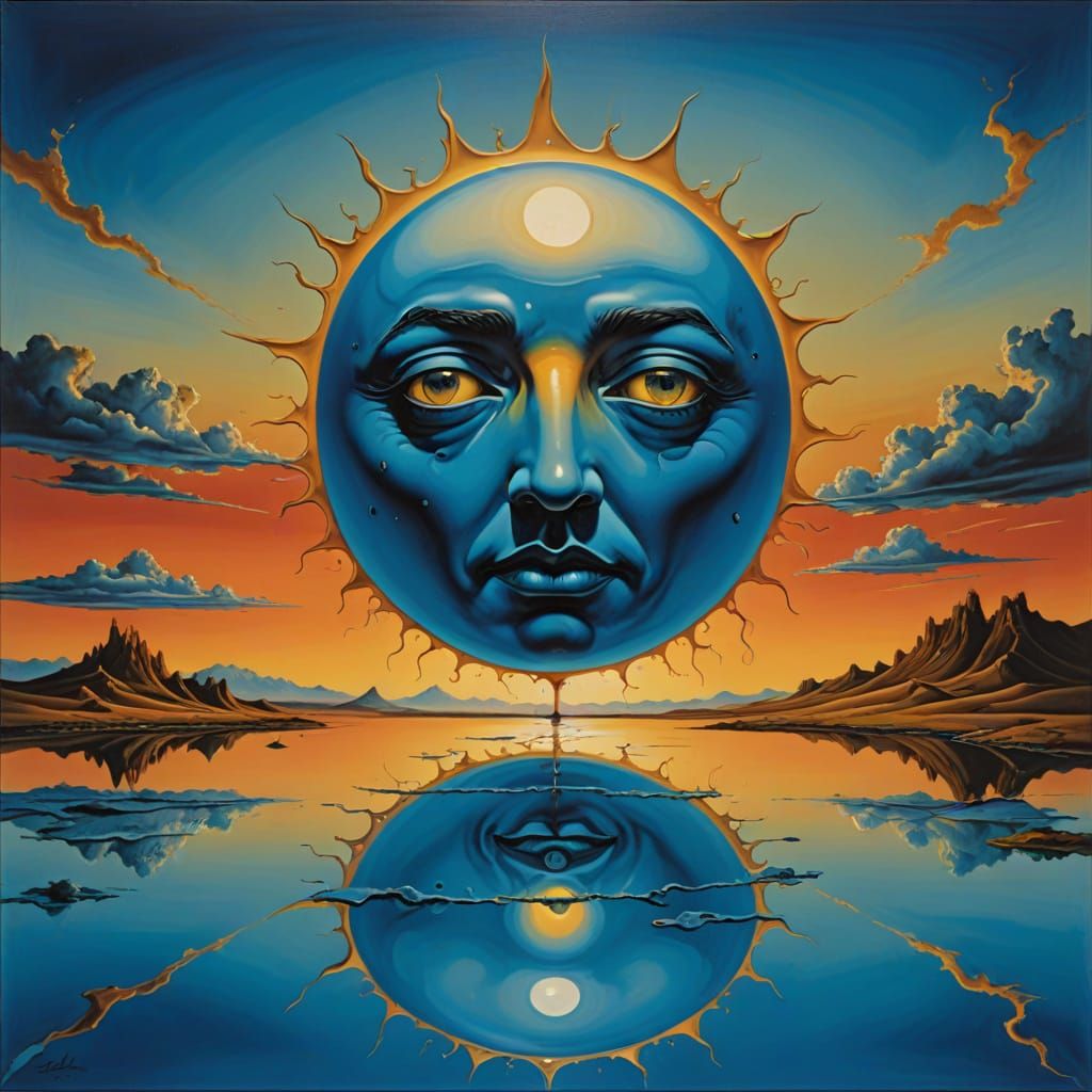 Blue sun sunset