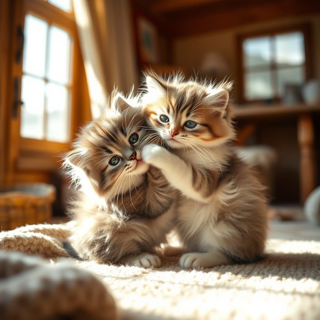 Playful Kittens in Sunlit Whimsy