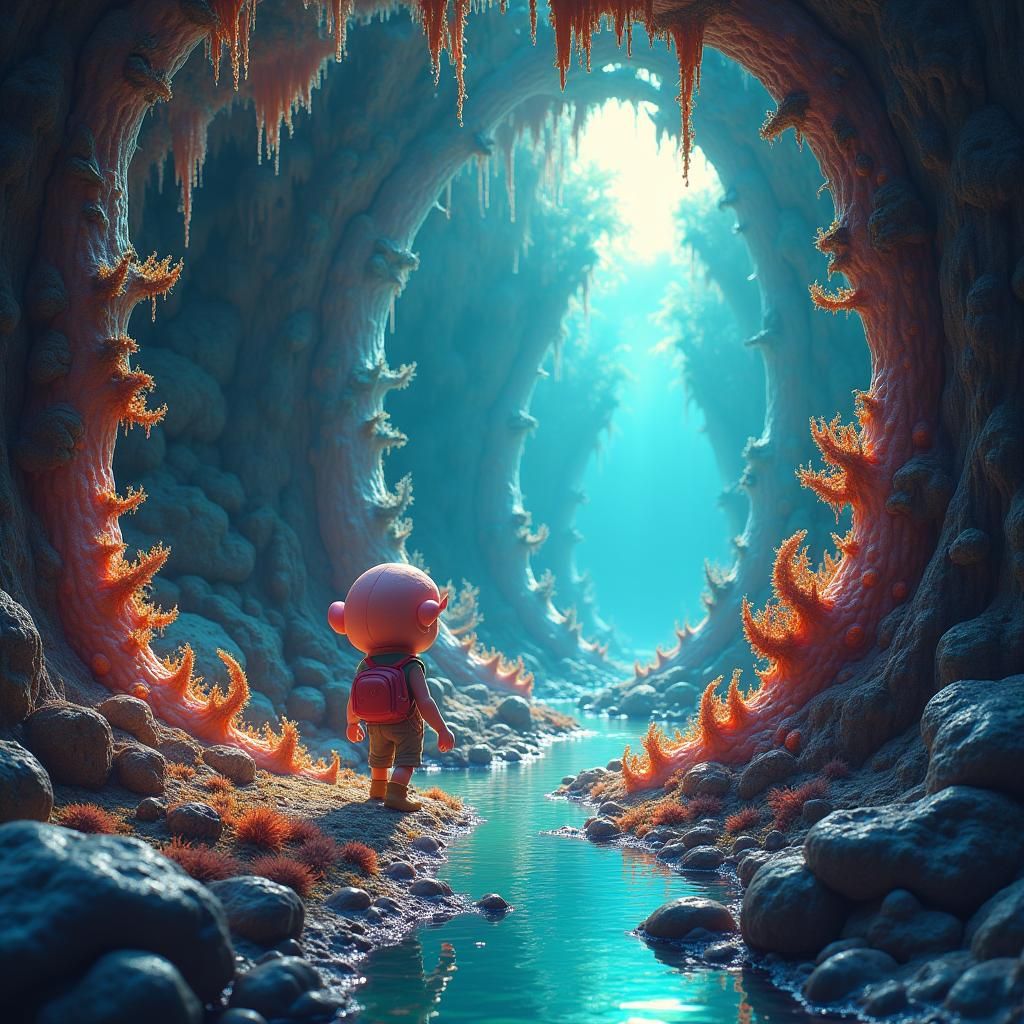 Whimsical Microscopic World: A Digestive System Adventure