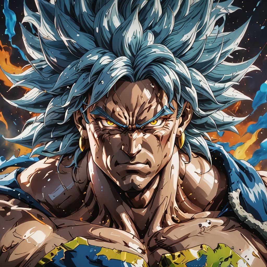 Ultra Instinct Broly in Hyperrealistic Splash Art