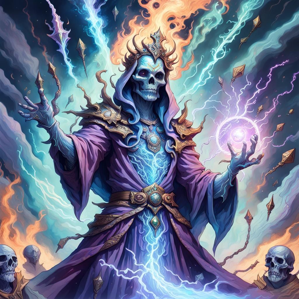 Evil Lich Strikes Adventurers: Holographic Astral Illustrati...