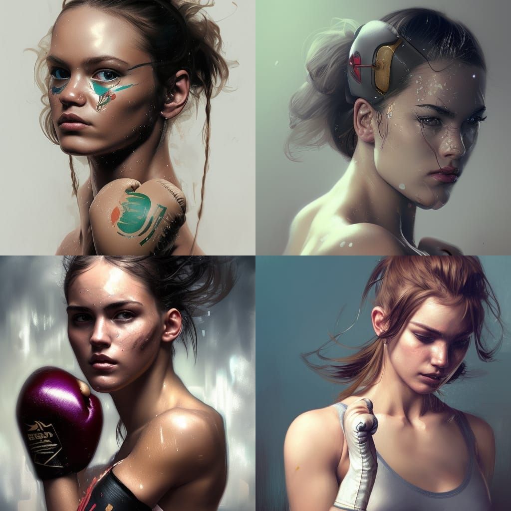 Detailed Portrait of a Boxer Girl in Splash Art Style