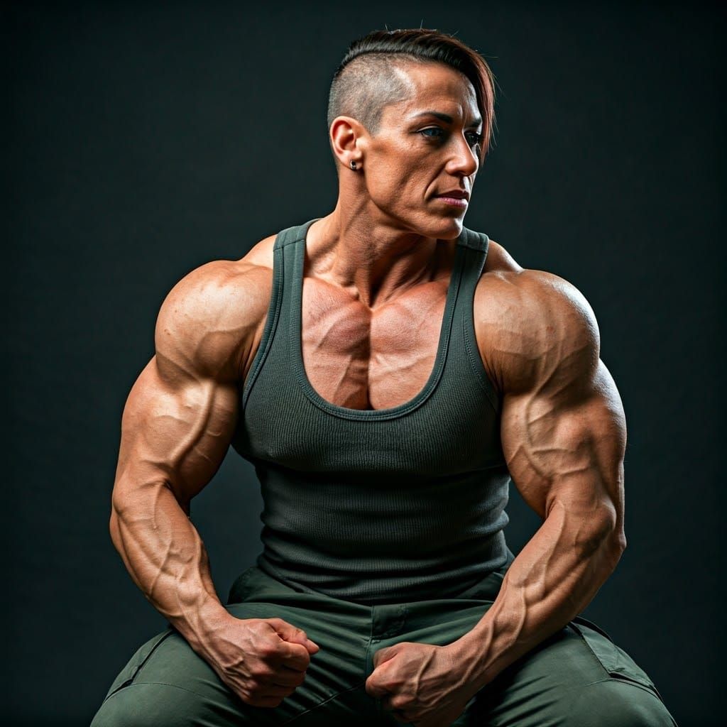 Sculpted Female Bodybuilder with Powerful Physique