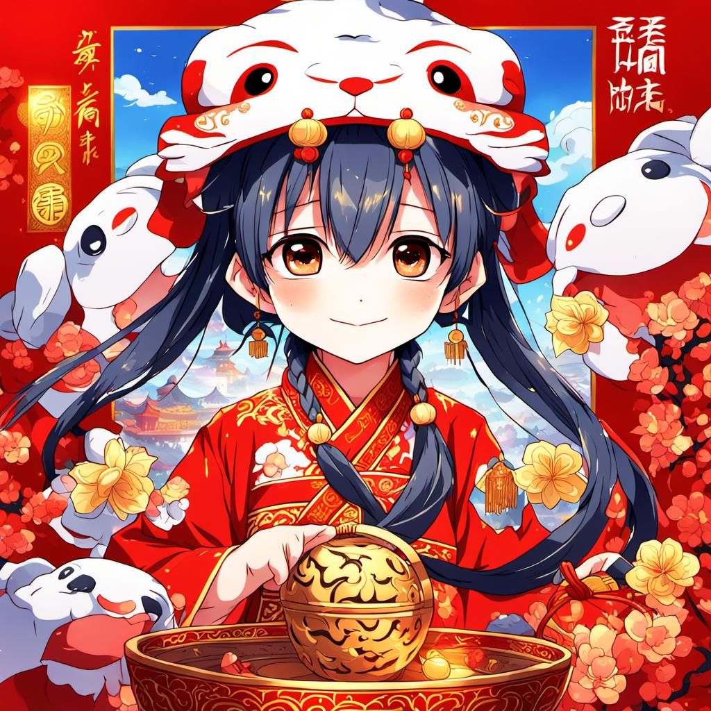 Chinese New Year 2024 in Anime Style