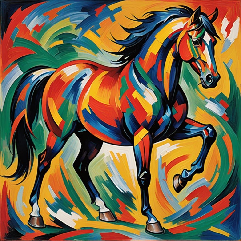 Abstract Horse in Vibrant Fauvist Style