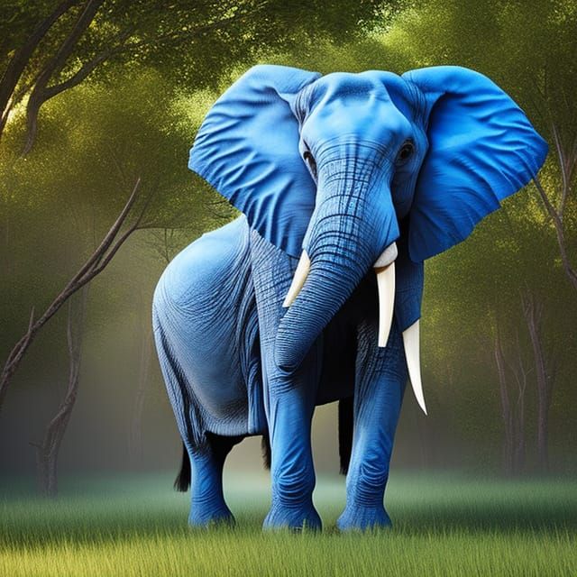 Realistic Blue Elephant Digital Art