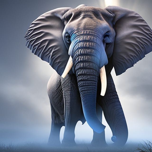 Magnificent Blue Elephant Digital Art