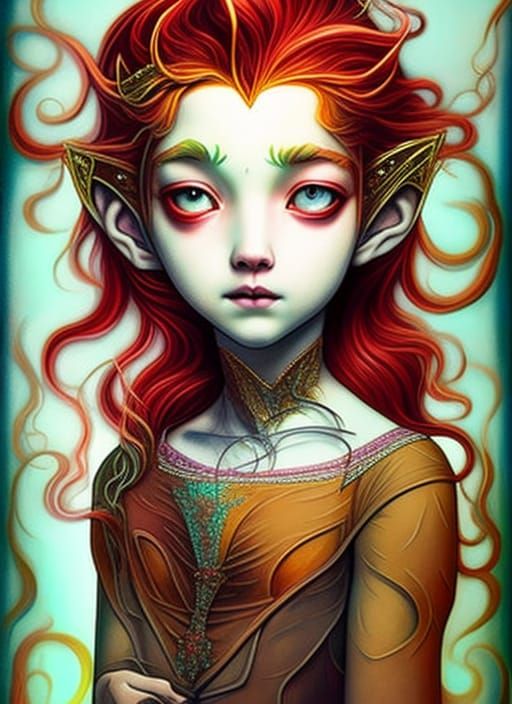 Fantasy Girl with Red Hair in Soft Colors