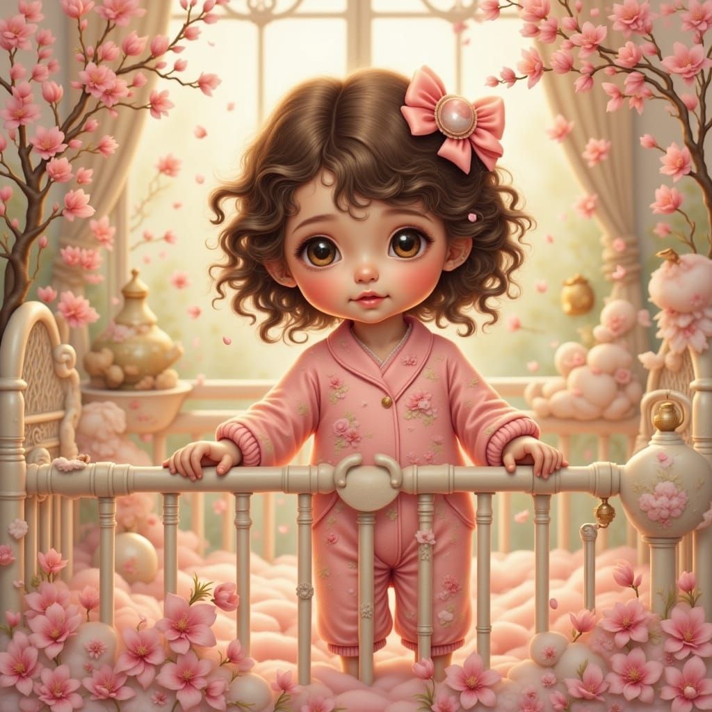 Adorable Toddler Girl Climbing Out of Crib in HD