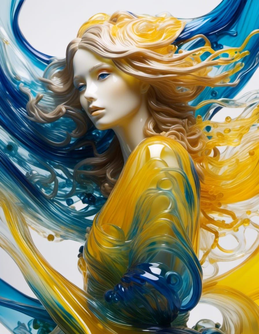 Ukrainian Woman: Translucent Glass Art Sculpture