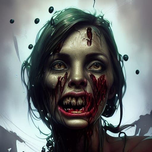 Melting Zombie Portrait in Hyperrealistic Style