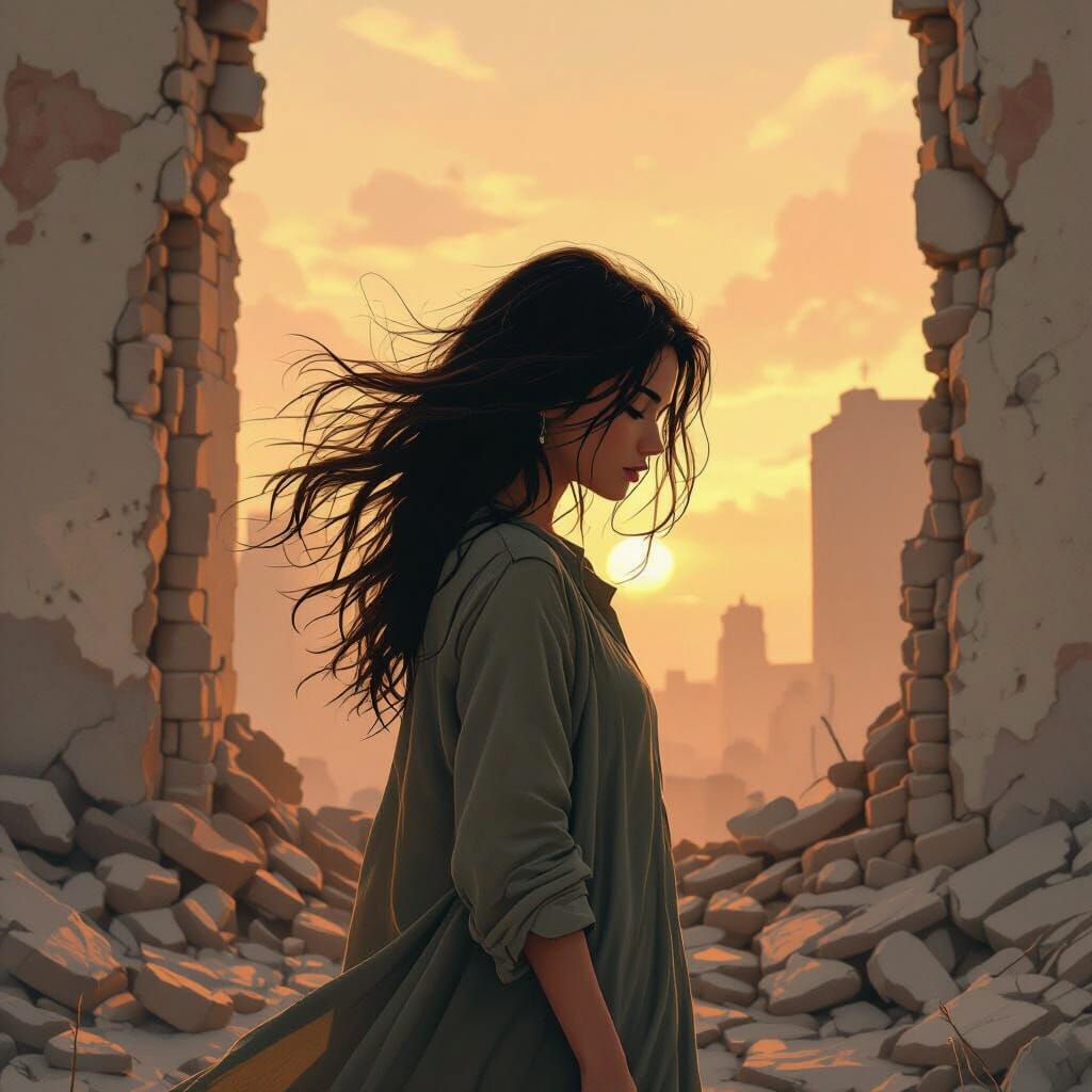 Ethereal Woman Searches for High Ground