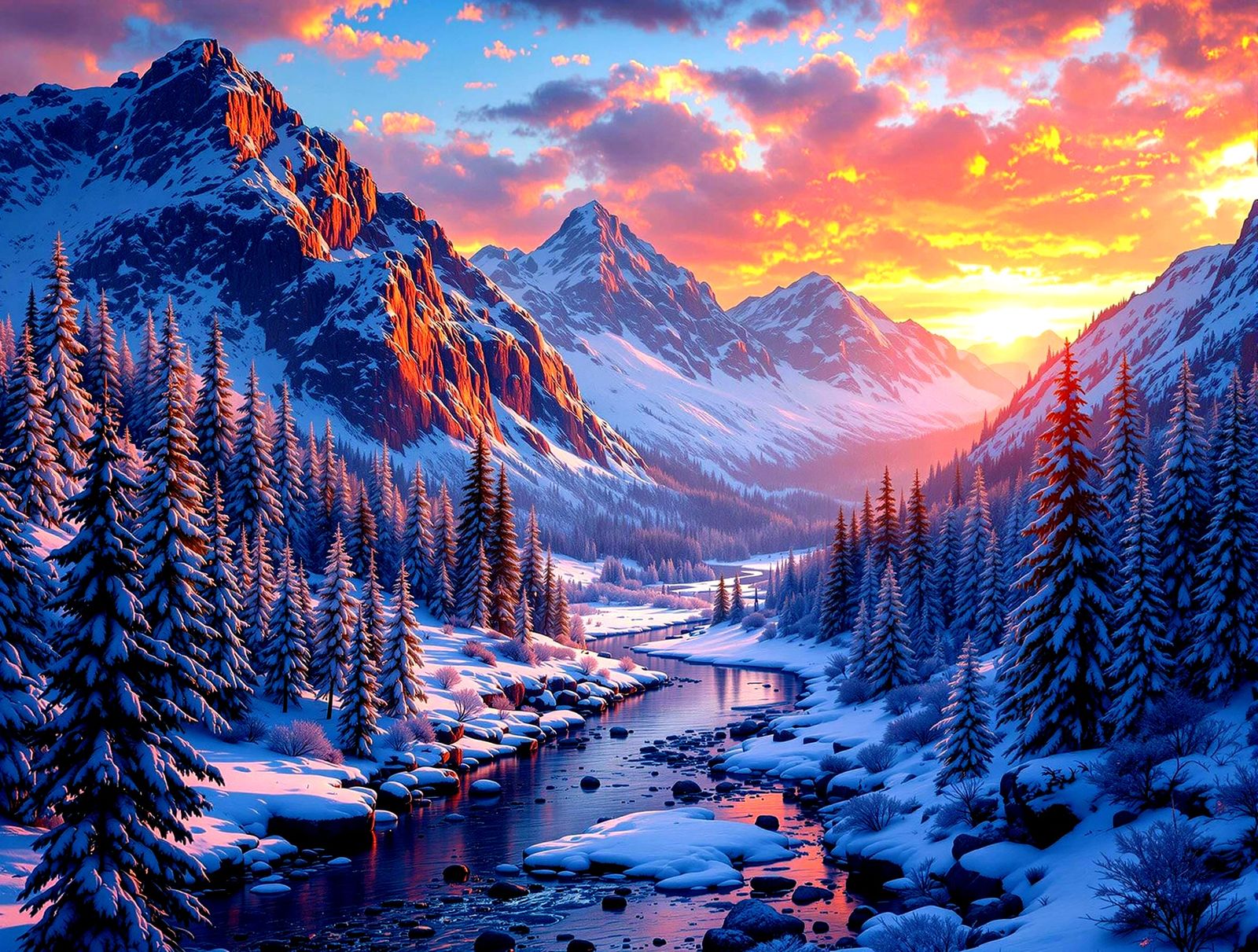Alaskan Daybreak in Photorealistic Oil Painting Style