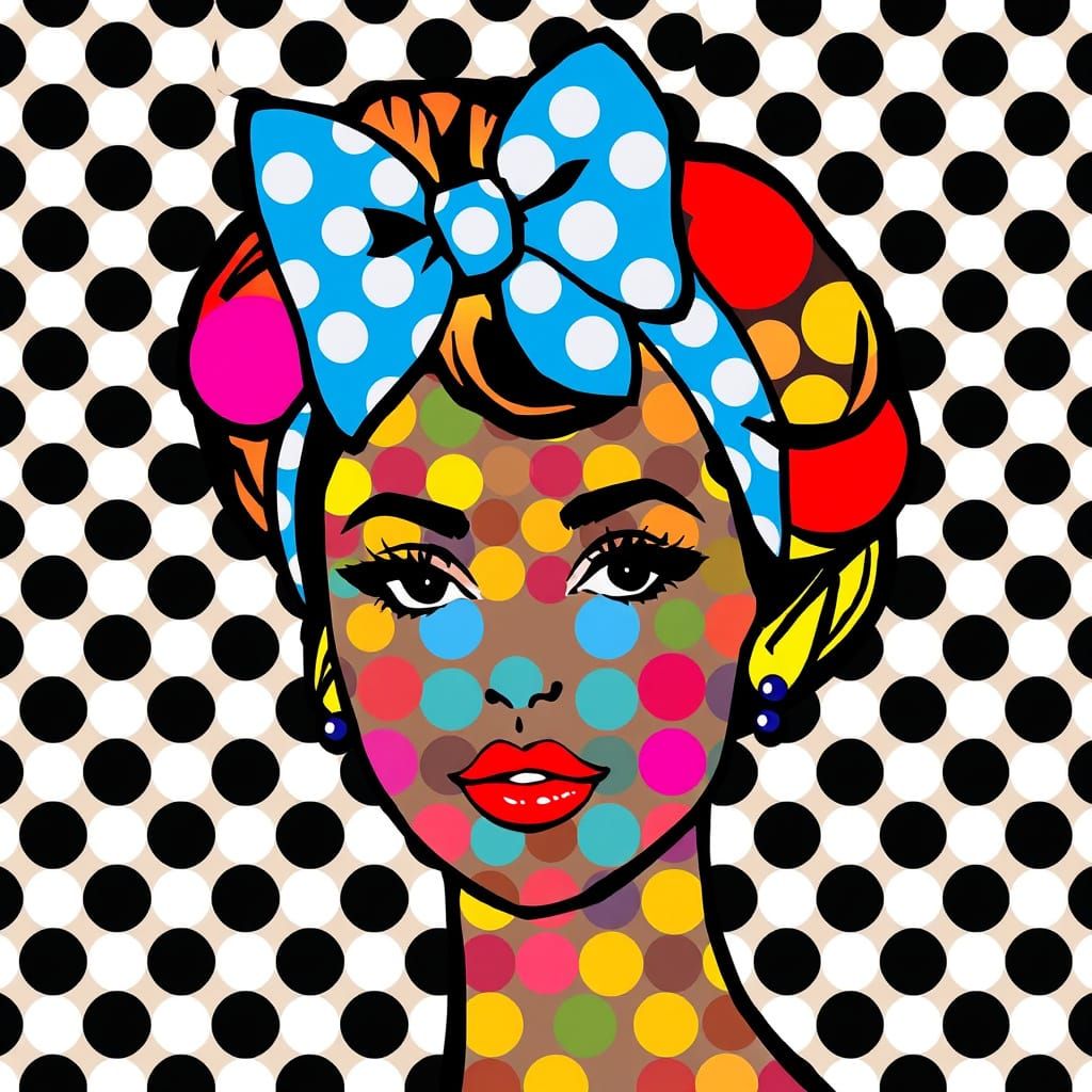 Colorful Polka Dot Woman in Abstract Pop Art