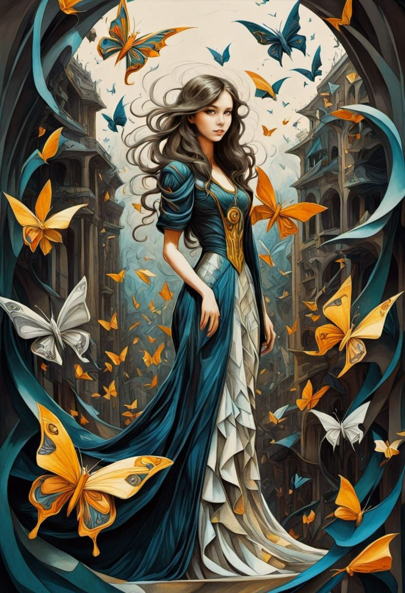 Origami Butterflies Emerge from Pencil Sketches in Surreal S...