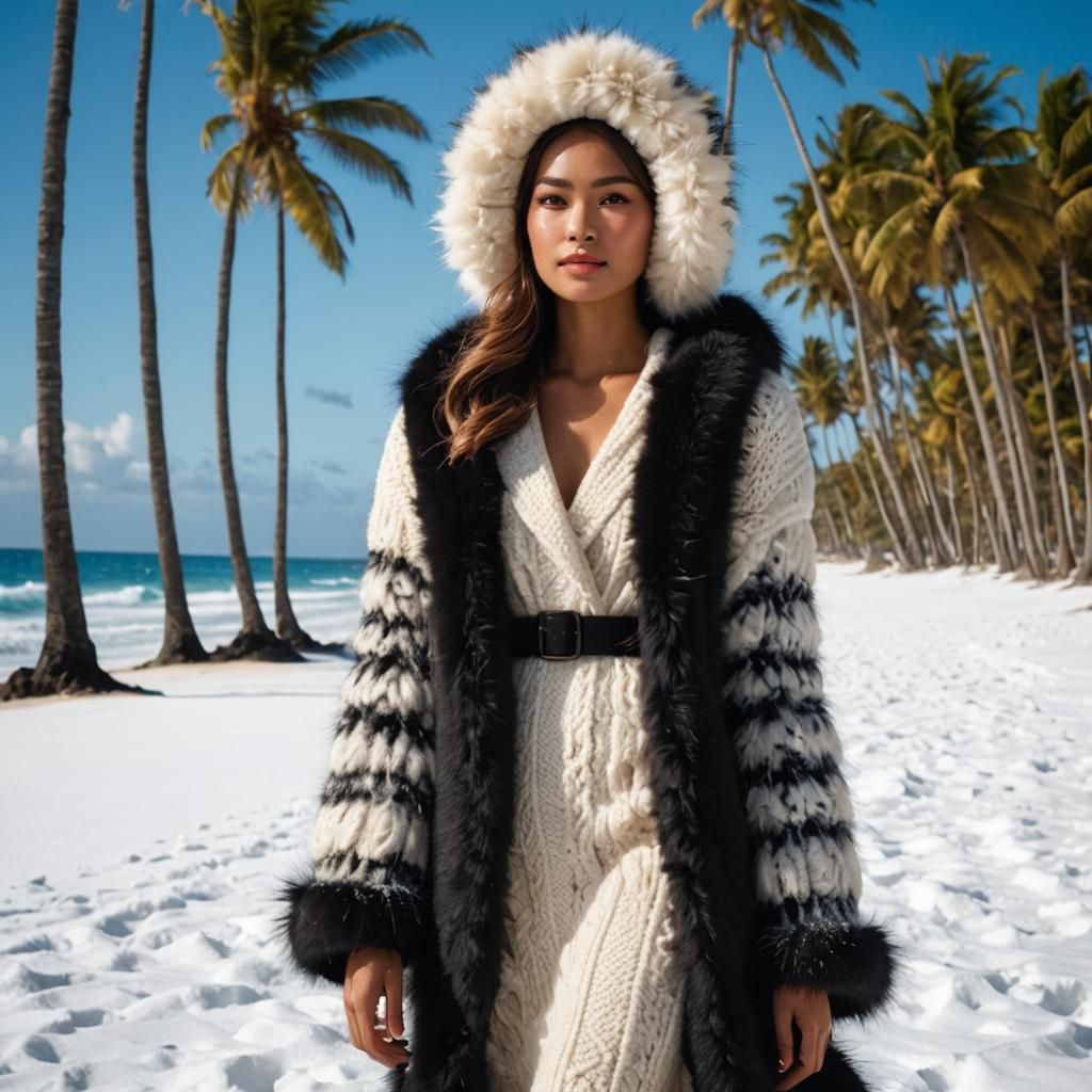 Winter Fashion on a Tropical Beach