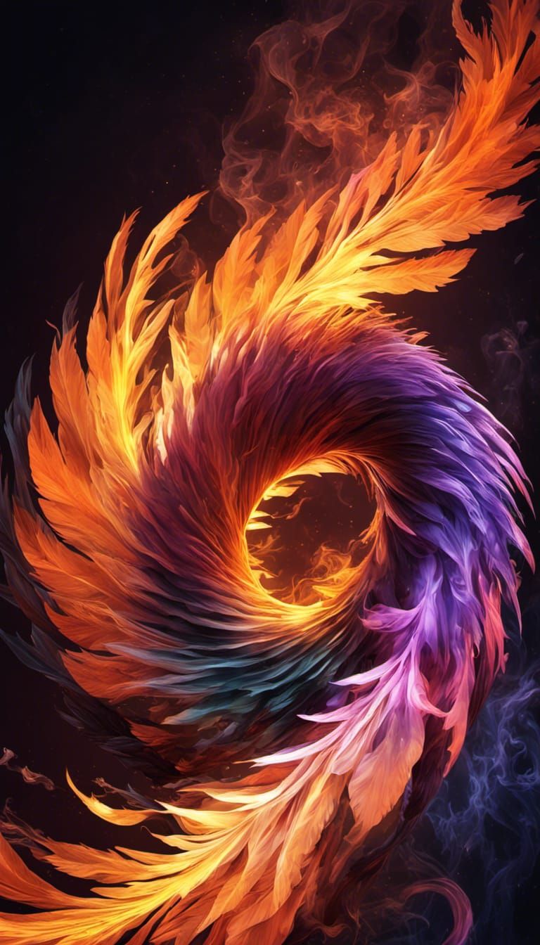 Fiery Phoenix Rising from Ashes