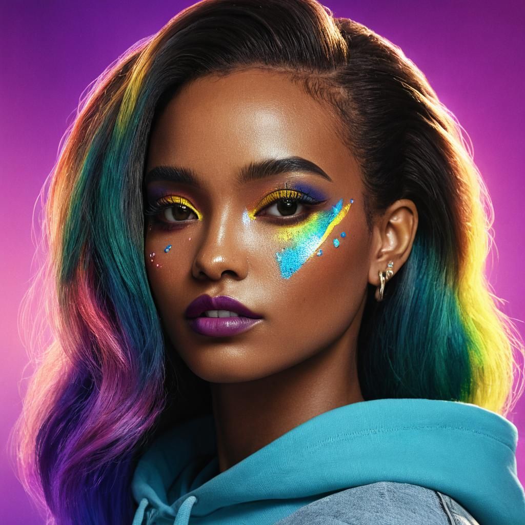 Hyperrealistic Portrait of a Vibrant Young Woman