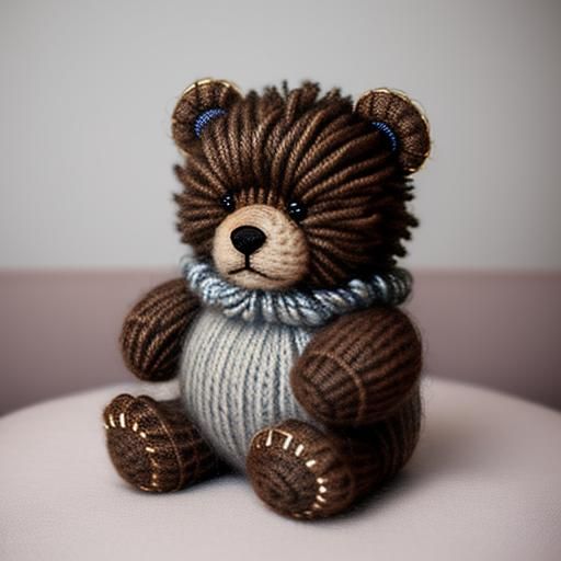 Cute Knitted Teddy Bear with Big Eyes