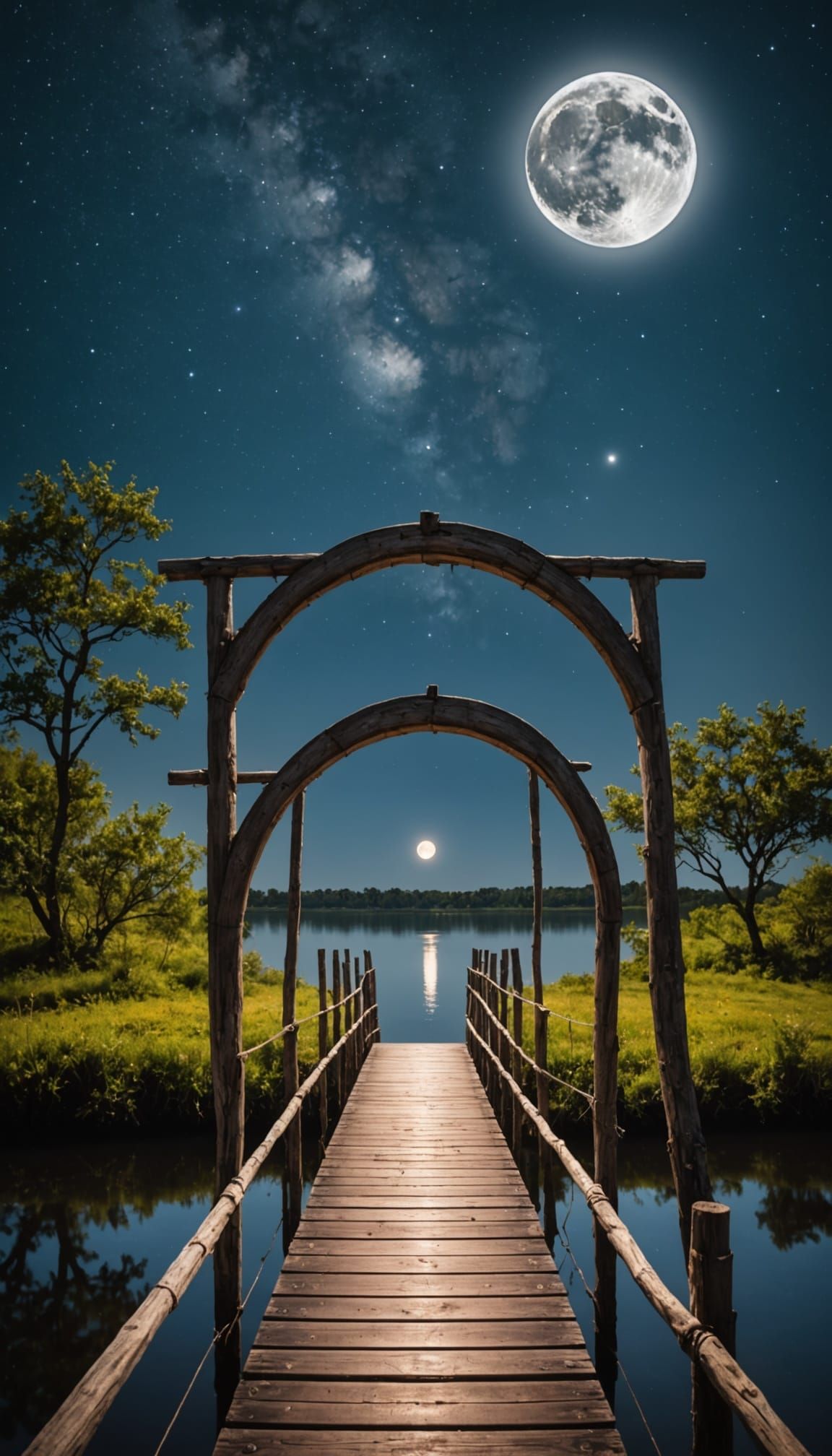 Moonlit Bridge of Enchanted Wood