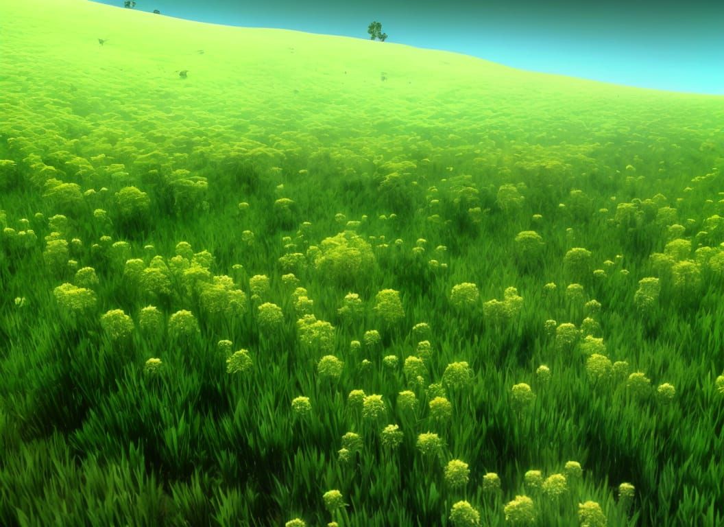 Lush Sunlit Prairie in Resplendent Matte Rendering