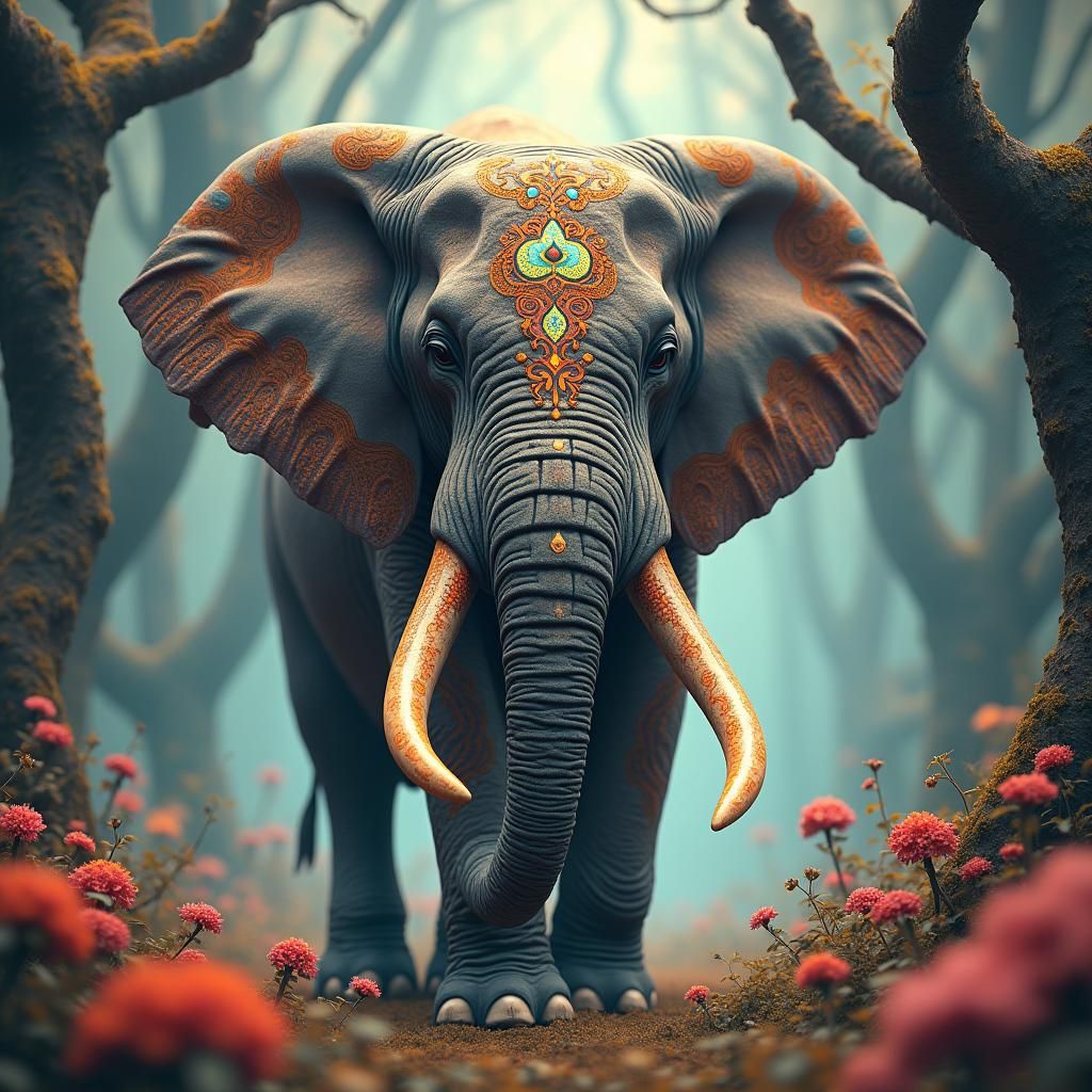 Majestic Elephant Etel in Dreamlike Landscape