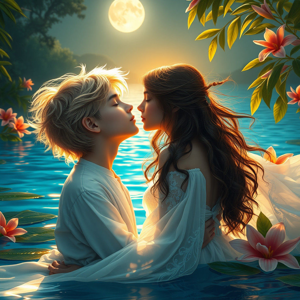Moonlit Kiss by Blue Lagoon: Matte Painting Style