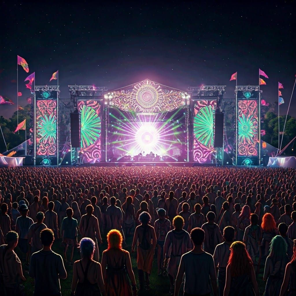 a vibrant outdoor music festival,