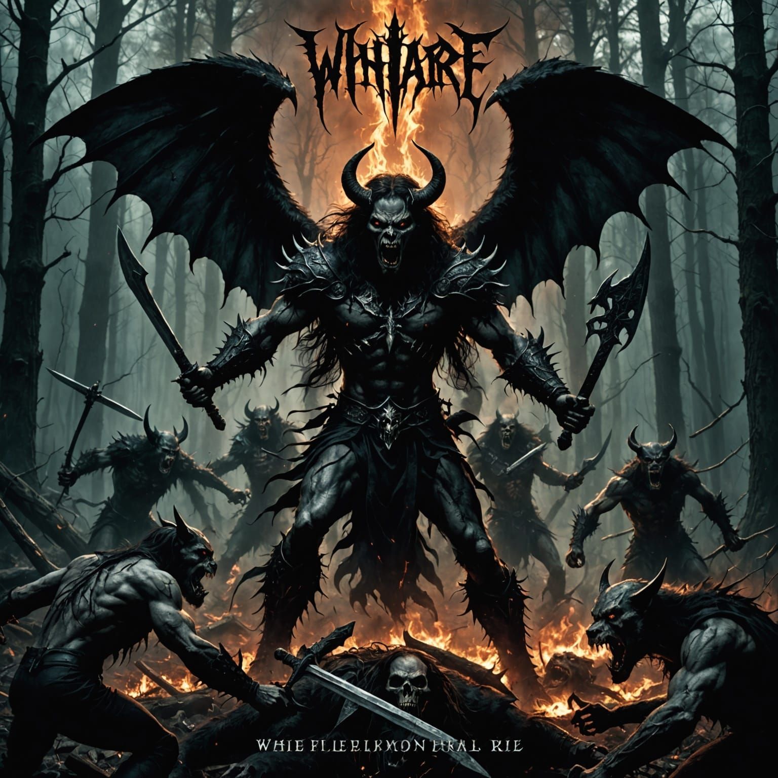 Dark Metal Band Logo in Hellish Landscape