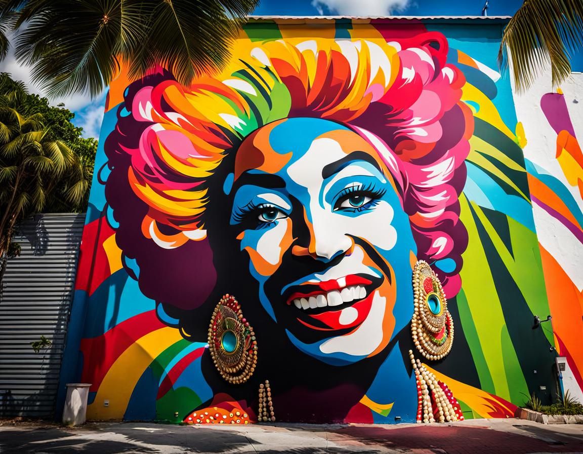 Colorful Celia Cruz Mural in Miami