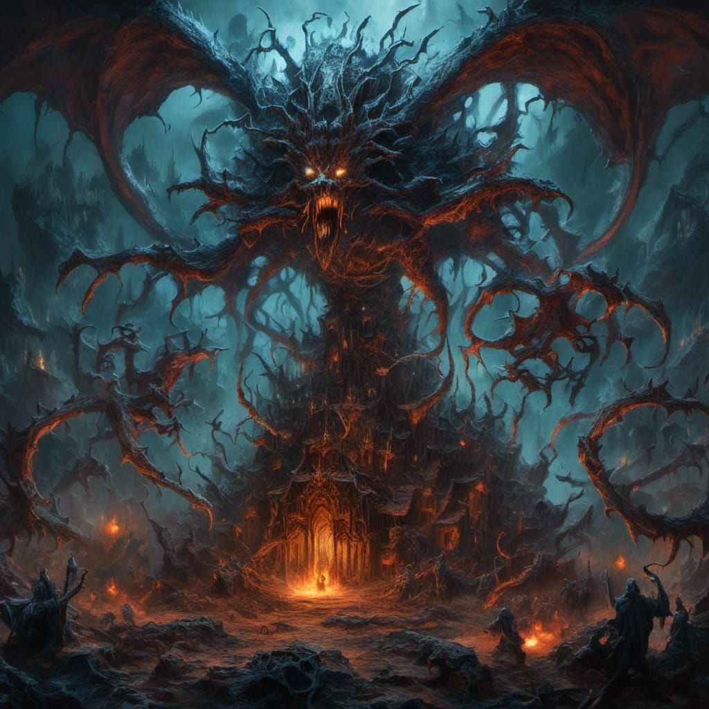 Hyperdetailed Chaos Demon in Dark Fantasy Style