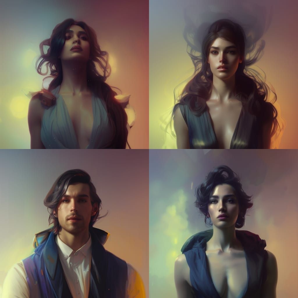 Detailed Portrait of Androgynous Figure in Art Nouveau Style