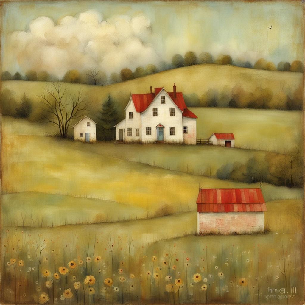 Charming Storybook Landscape Illustration