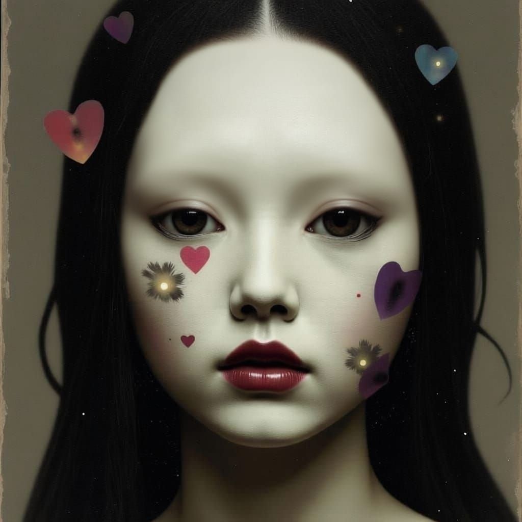 Noh Mask Woman with Biomechanical Elegance