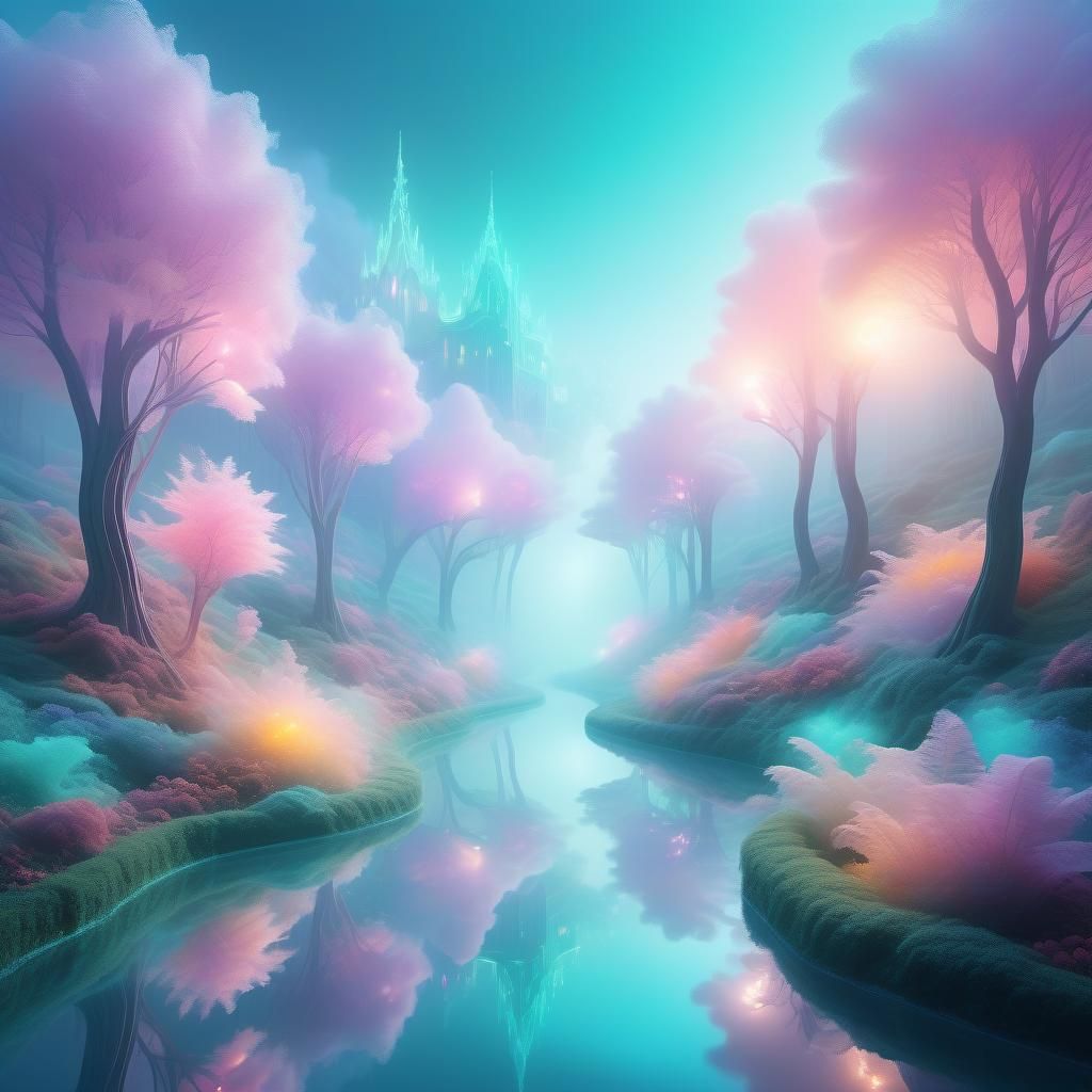 Ethereal Dreamscape: Misty Paths in Pastel Light