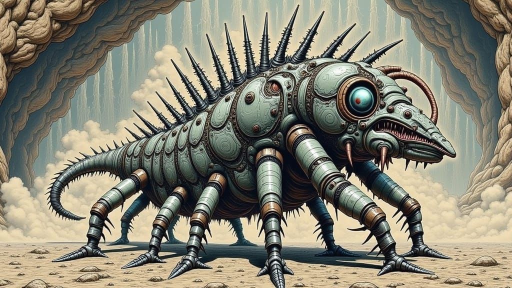 Junji Ito Style Centipede Combat Vehicle