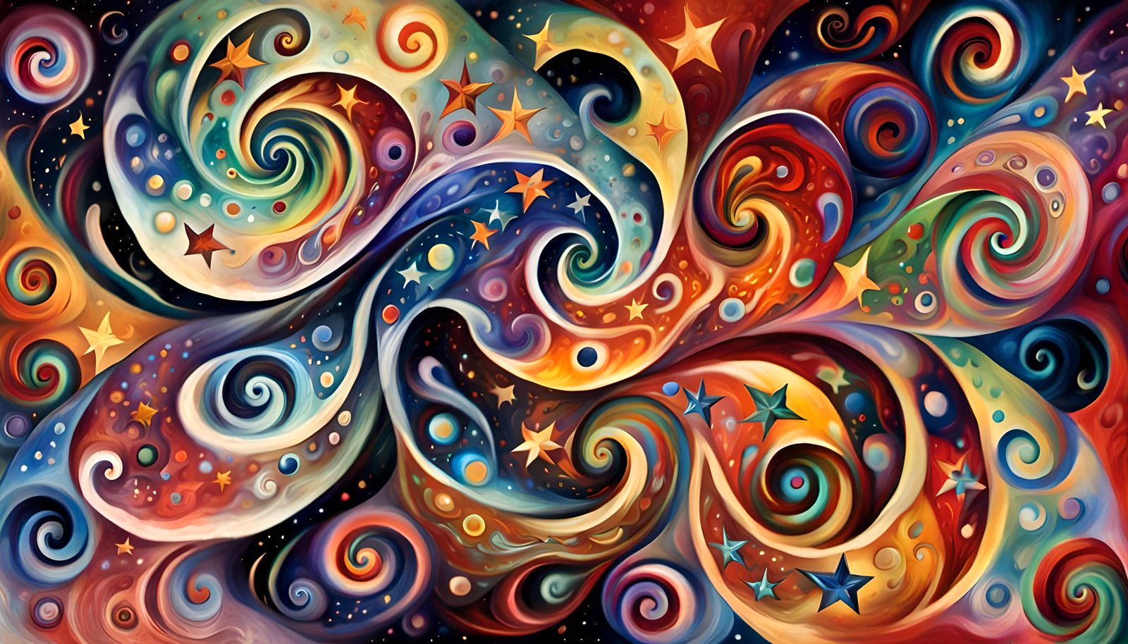 Swirling Star Cluster in Vivid Impasto Style