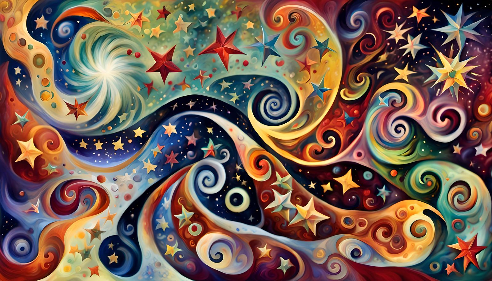 Swirling Stars Dance in Cosmic Impasto Painting