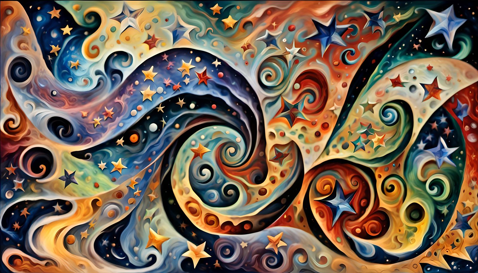 Cosmic Star Cluster in Vivid Impasto Oil Style