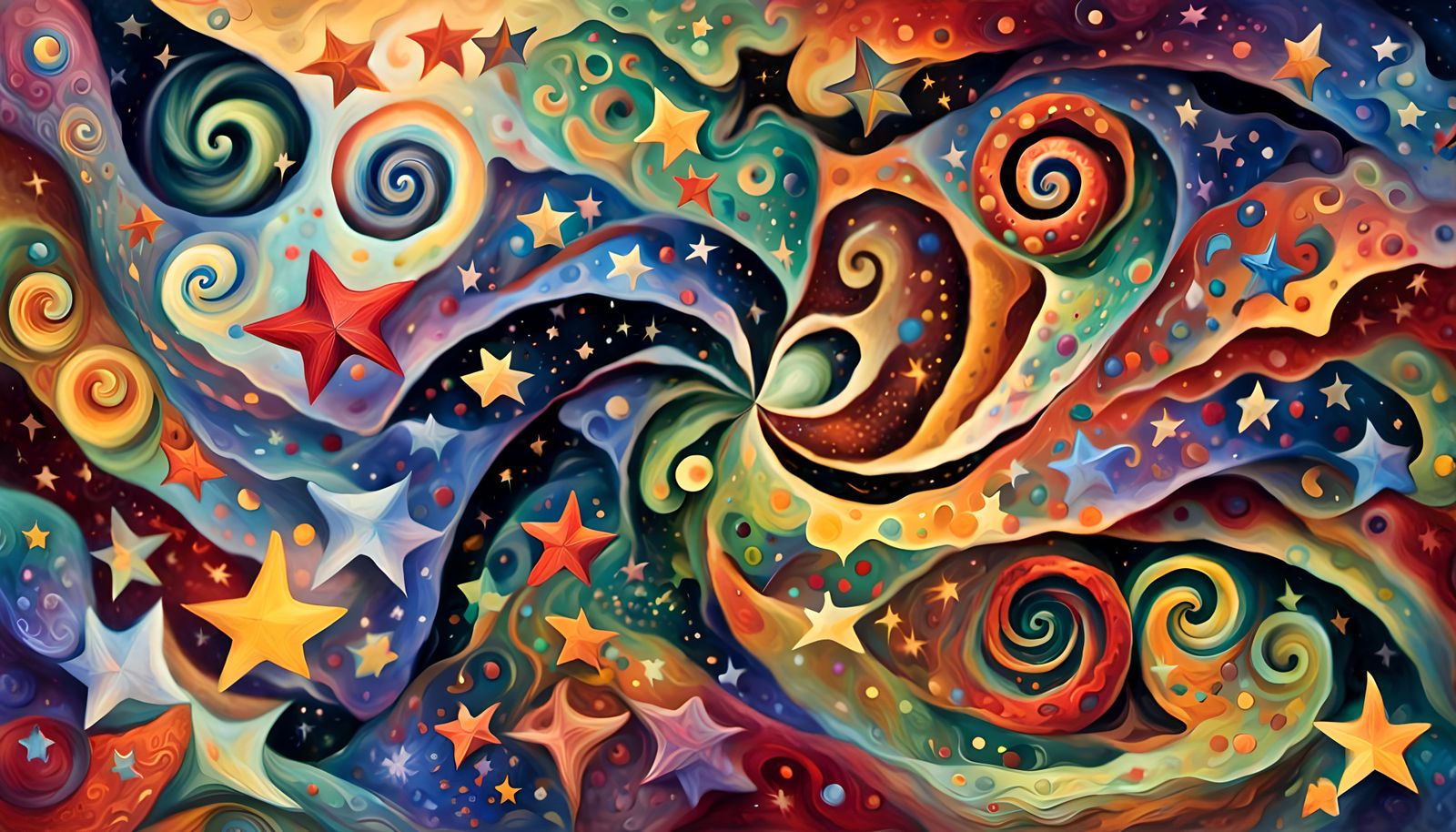 Cosmic Star Dance in Impasto Oil Style