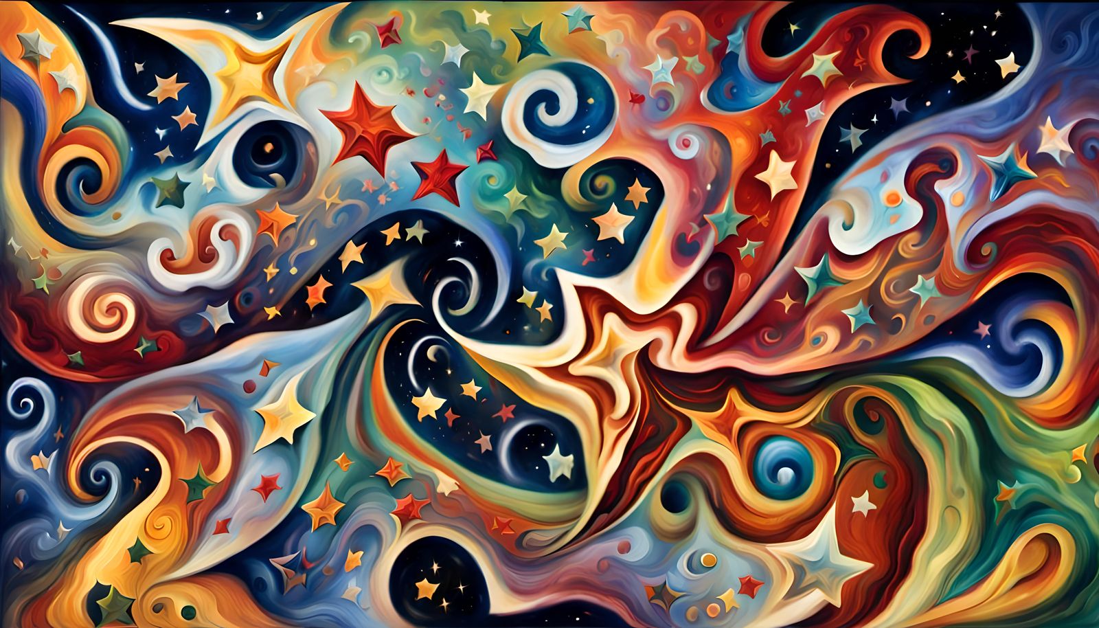 Swirling Star Cluster in Impasto Oil Painting Style