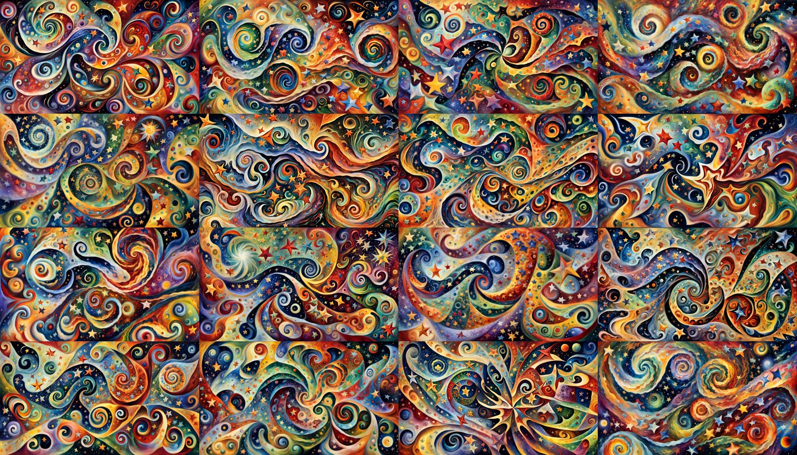 Cosmic Star Cluster in Impasto Oil Painting Style