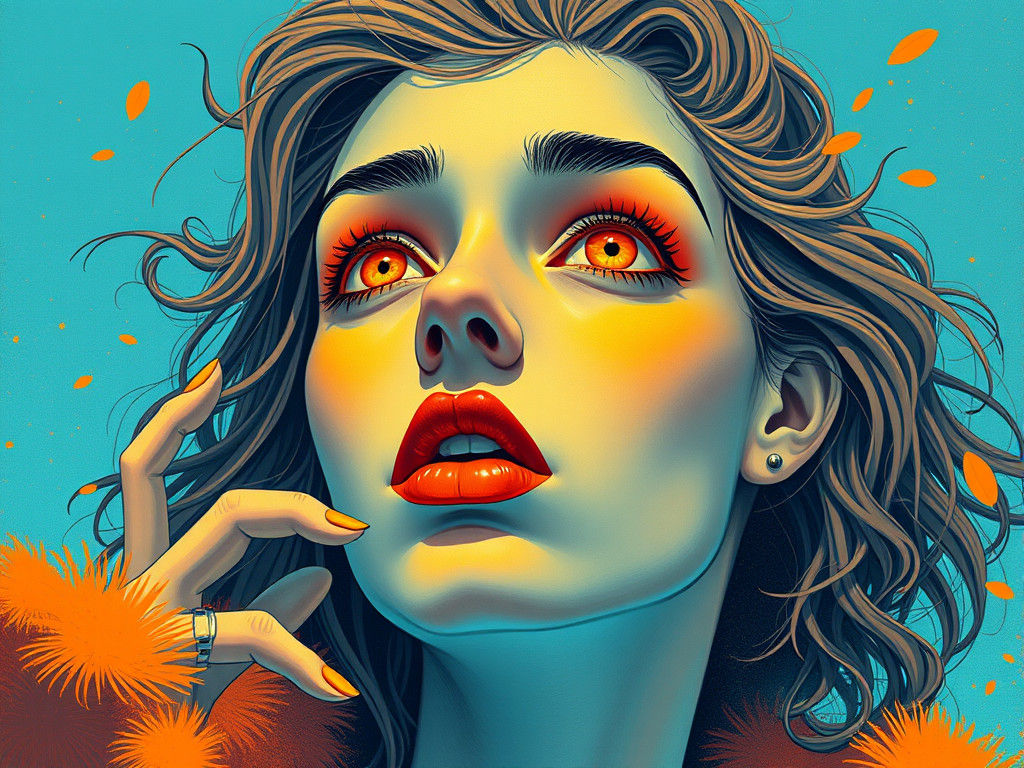 Ultraminimalist Horror Scene in Orange and Blue