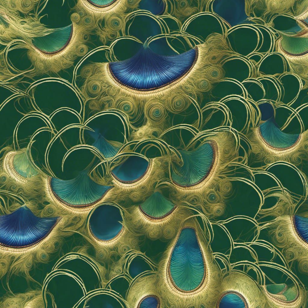 Abstract Peacock Feathers Fractal Wave Design