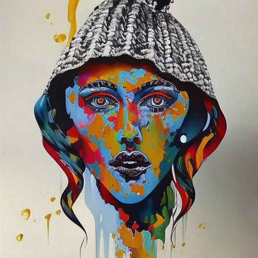 Vintage Photo with Graffiti Art and Polychromatic Colors